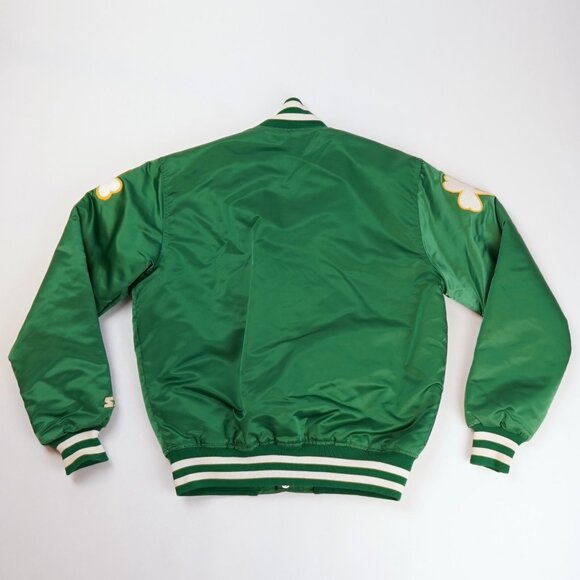 Boston Celtics Satin Green Starter Bomber Jacket - Mens Medium - Vintage 80s/90s - Picture 2 of 9